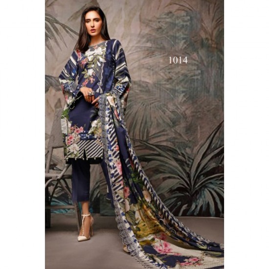 Royal Blue Printed Lawn Pakistani Salwar Suit