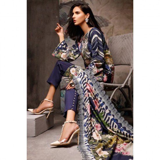 Royal Blue Printed Lawn Pakistani Salwar Suit
