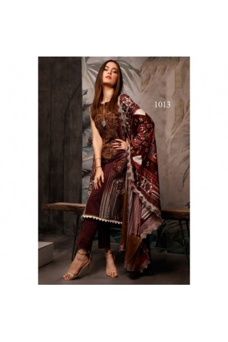 Maroon Printed Lawn Punjabi Salwar Kameez