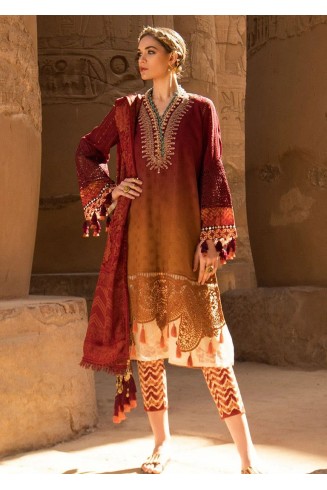 Maroon Casual Printed Summer Lawn Suit