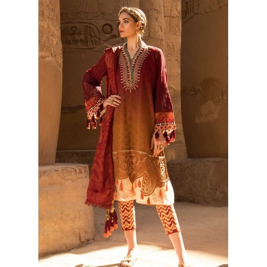 Maroon Casual Printed Summer Lawn Suit