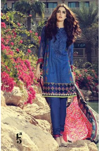 BLUE MARIA B LAWN EMBROIDERED READY MADE SALWAR KAMEEZ SUIT
