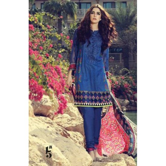 BLUE MARIA B LAWN EMBROIDERED READY MADE SALWAR KAMEEZ SUIT