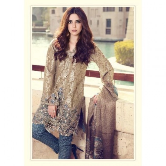 BROWN MARIA B LAWN PAKISTANI STYLE SUIT 