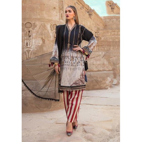 Black Pakistani Style Printed Lawn Suit