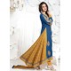 BLUE MEHZABI PARTY WEAR LONG STRAIGHT SALWAR KAMEEZ