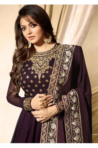 EID DRESS COLLECTION : PURPLE EMBELLISHED ANARKALI SUIT 