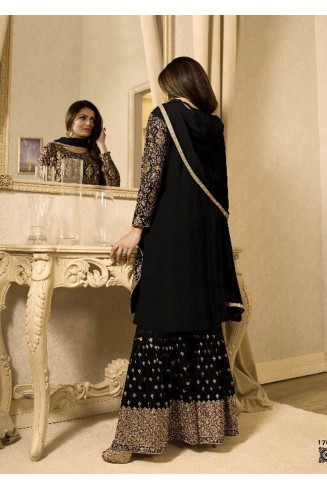 EID DRESS COLLECTION: BLACK  EMBELLISHED GHARARA PENT DRESS