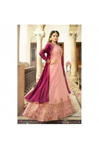 PINK GEORGETTE JACKET STYLE NITYA INDIAN PARTY WEAR DRESS