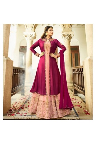 PINK GEORGETTE JACKET STYLE NITYA INDIAN PARTY WEAR DRESS