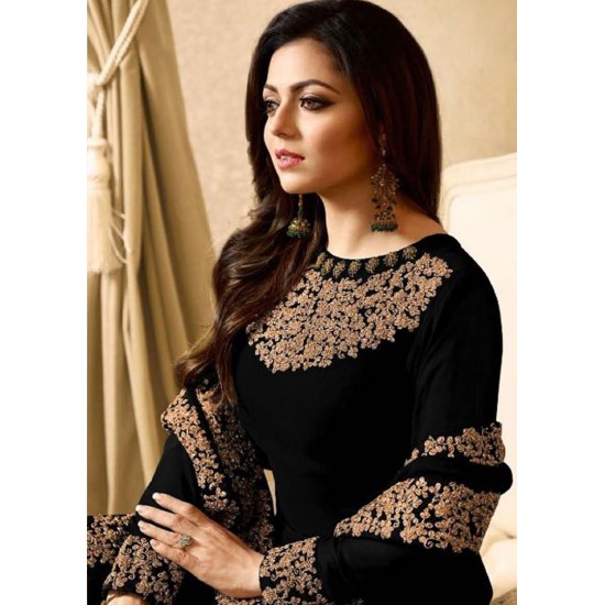 BLACK WEDDING WEAR FLOOR LENGTH ANARKALI SUIT