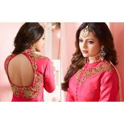 LT-97004 PINK AND BEIGE NITYA DESIGNER FLORAL RAYON LEHENGA