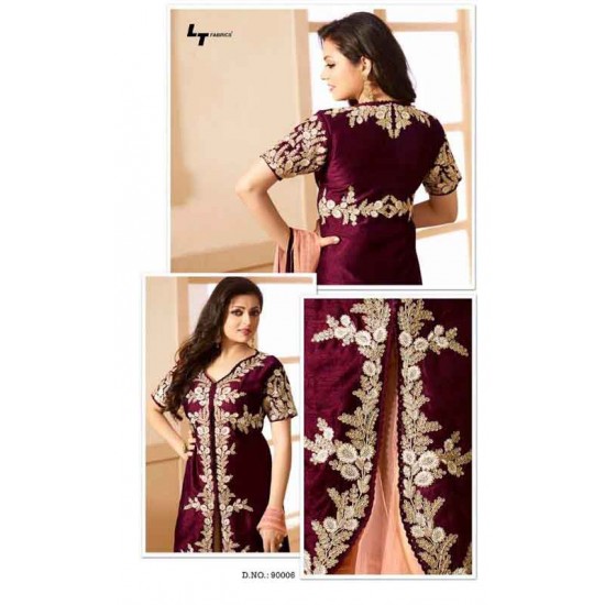 MAROON AND PEACH INDIAN PARTY WEAR DRESS
