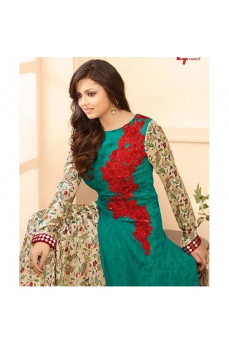 Emerald Green & Red Floral Dress