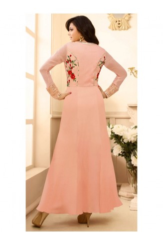 Dusty Pink Embroidered Anarkali Suit