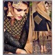 Omtex 81 Beige And Black Georgette Straight Cut Suit