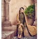 Omtex 81 Beige And Black Georgette Straight Cut Suit