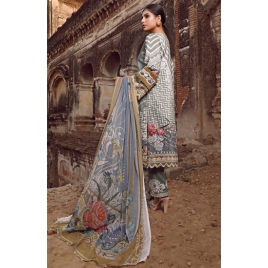 Grey Embroidered Lawn Suit Summer Cotton Pakistani Dress