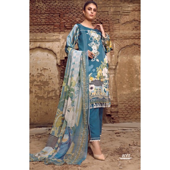 Teal Green Printed Lawn Suit Pakistani Designer Salwar Kameez