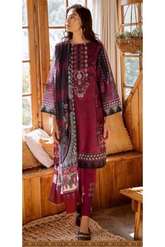 Maroon Pakistani Cotton Lawn Suit Summer Salwar Kameez