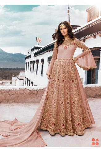 Peach Pink Long Party Dress