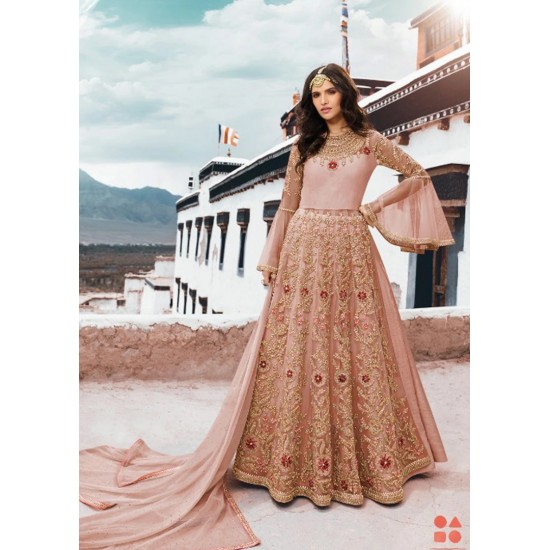 Peach Pink Long Party Dress
