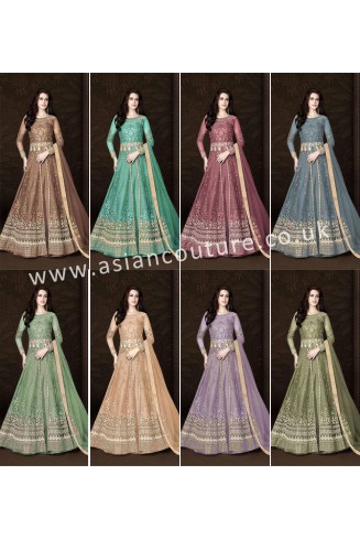 Indian Party Gown Grey Maxi Dress 