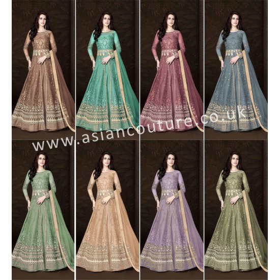 Indian Party Gown Grey Maxi Dress 