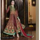 Green & Maroon Embellished Georgette Anarkali Suit