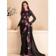Black Floral Readymade Saree Blouse Party Wear Sari