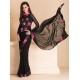 Black Floral Readymade Saree Blouse Party Wear Sari