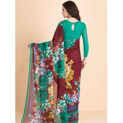 ACS-05 RAMA GREEN FLORAL PRINTED FULL SLEEVE BLOUSE UNSTITCHED SAREE ACS-05 RAMA GREEN FLORAL PRINTED FULL SLEEVE BLOUSE UNSTITCHED SAREE
