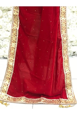 Red Winter Fancy Embroidered Velvet Shawl