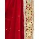Red Winter Fancy Embroidered Velvet Shawl