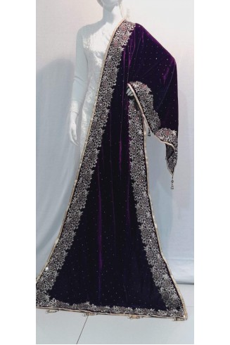 Purple Winter Velvet Evening Shawl