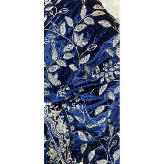 Navy Blue Fancy Winter Velvet Shawl