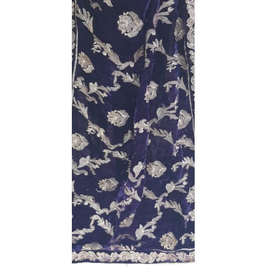 Purple Thread Work Embroidered Winter Shawl