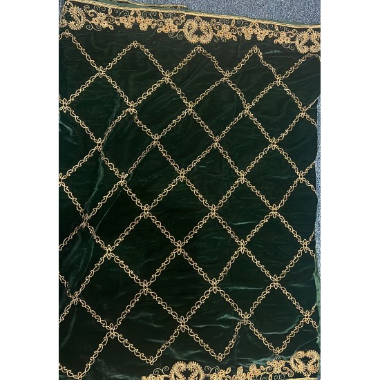 Teal Green Embroidered Velvet Designer Shawl