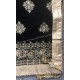 Royal Black Heavy Diamonte Embroidered Velvet Shawl