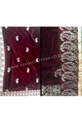 Maroon Embroidered Girl Scarf/Shawl