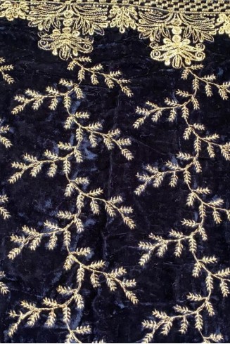 Navy Blue Embroidered Winter Shawl
