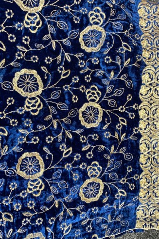 Blue Embroidered Winter Shawl