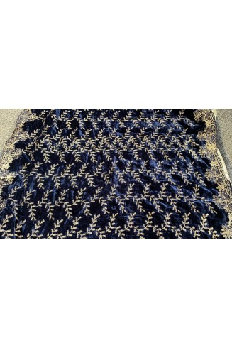 Navy Blue Embroidered Winter Shawl
