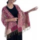 Rose Purple Paisley Print Scarf Vintage Floral Pashmina Evening Shawl Wrap