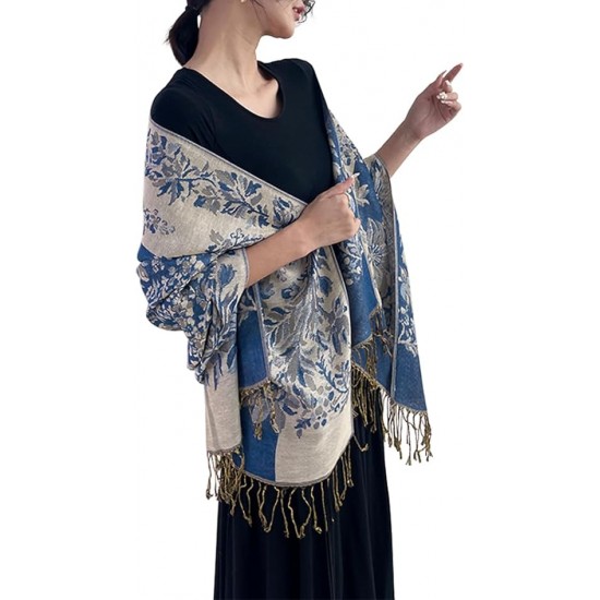 Royal Blue Women's Lightweight Paisley Scarf 