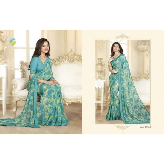 Ferozi Floral Floral Printed Indian Designer Saree