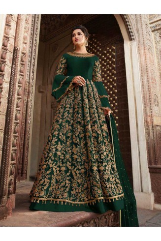 Green Heavy Embroidered Mehndi Mayoun Gown