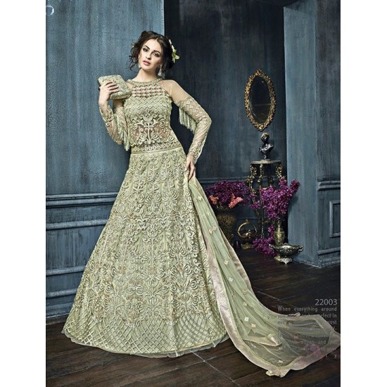 Green Indian Cocktail Dress Bridal Evening Gown