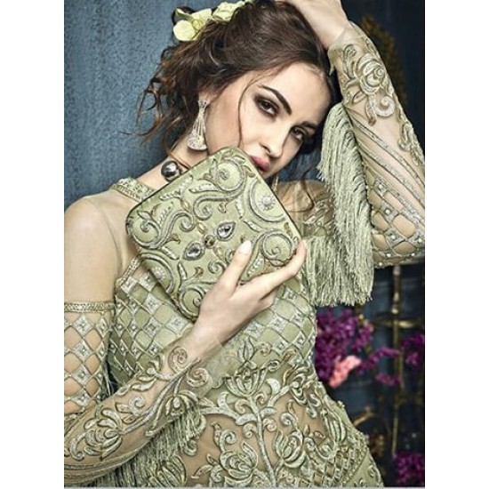 Green Indian Cocktail Dress Bridal Evening Gown
