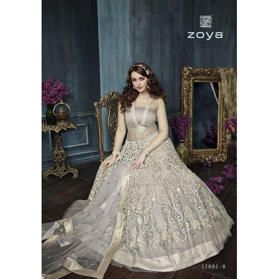 Silver Indian Evening Wear Heavy Bridal Gown